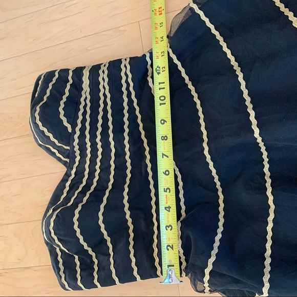 Hitherto (ANTHRO) black strapless dress, gold stri - Picture 7 of 8